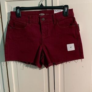Old Navy Women's Deep Red Denim Boyfriend Shorts